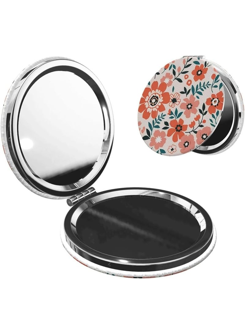 مرآة تجميل صغيرة قابلة للطي - مرآة زينة محمولة بتكبير 1x/2x لحقيبة اليد والمحفظة وللعناية الشخصية في أي مكان - لون وشكل عشوائيان - Image 1